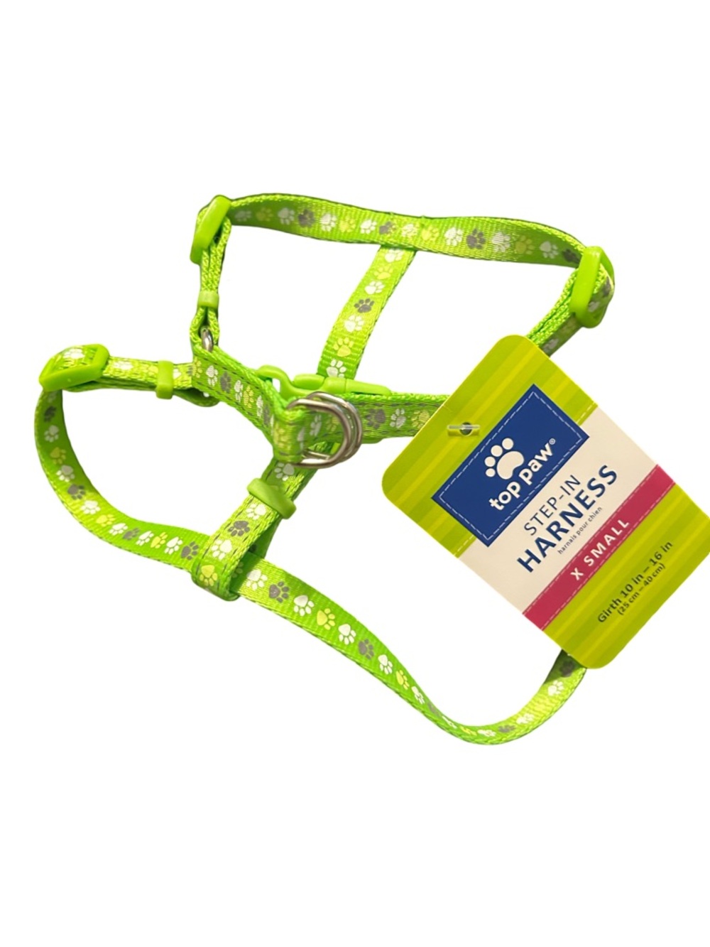 Top Paw Bright Lime Green Paw-Print Step-In Dog Harness